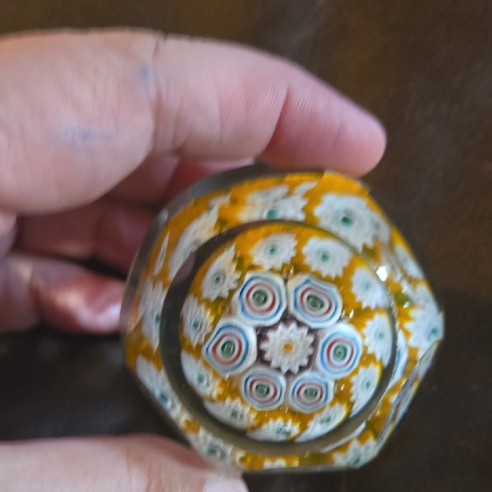 Green And Clear and Yellow Mellifori Style Glass Art - Picture 4 of 6